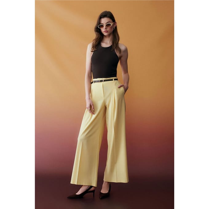 Vrouwen Gecombineerde Wijde-Pijpen Crepe Broek