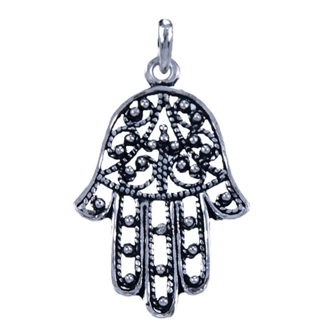 Zilveren Fatima handje ketting hanger - middel