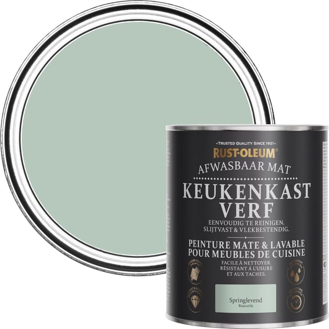 Rust-Oleum Groen Afwasbaar Mat Keukenkastverf - Watergroen 750ml
