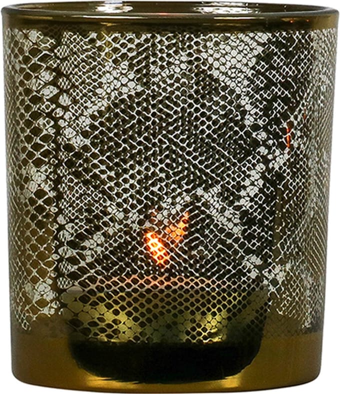 Theelichthouder slang goud medium 12cm*