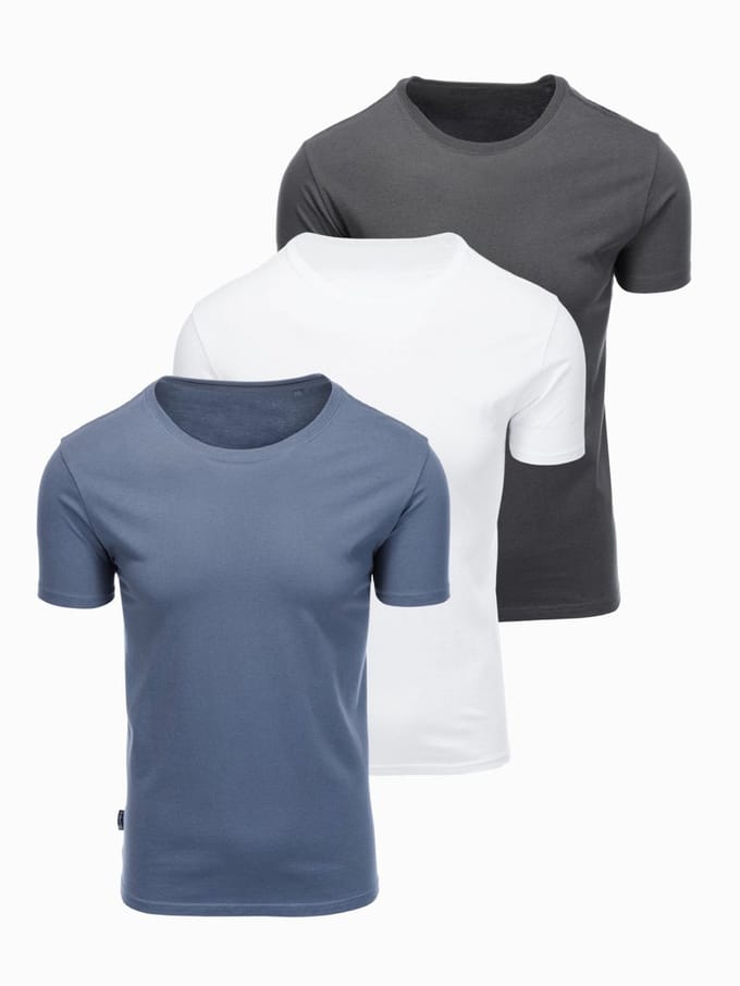 OMBRE T-shirt - Regular Fit - Korte Mouw - Effen Wit/denim/grijs S