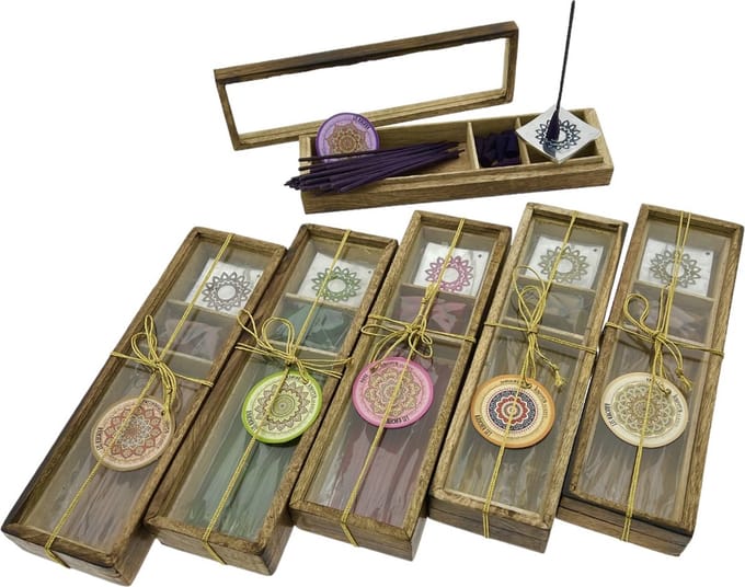 Wierook Cadeau set In Houten Kistje - Kerstpakket - 6 Stuks