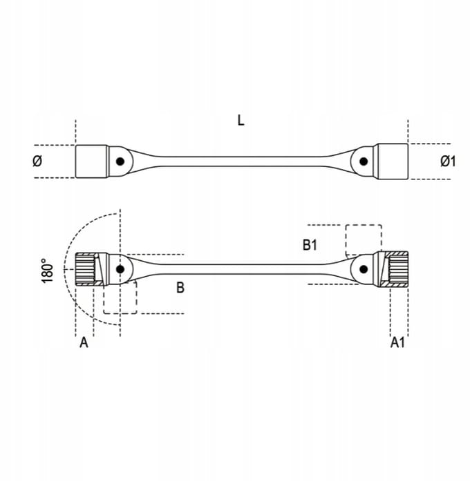 Dabile 12-kanti Dop-sleutel 16x17mm, 234mm Lingte