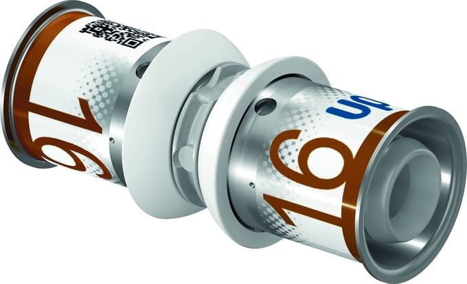 Uponor S-Press Plus Rechte Koppeling - PPSU Kunststof - 16 x 16 mm Perskoppeling - Sok (1039933)