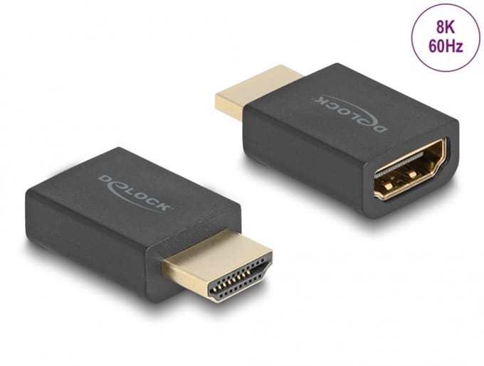 Delock 66460 HDMI-kabel HDMI Aansluitkabel HDMI-A-bus, HDMI-A-stekker 0 mm Zwart 8K UHD, Vergulde steekcontacten