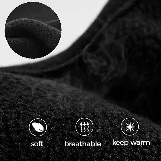 Cache-visage et cache-oreilles d'hiver coupe-vent, épaissi pour plus de chaleur, respirant pour le cyclisme et pour rester au chaud black