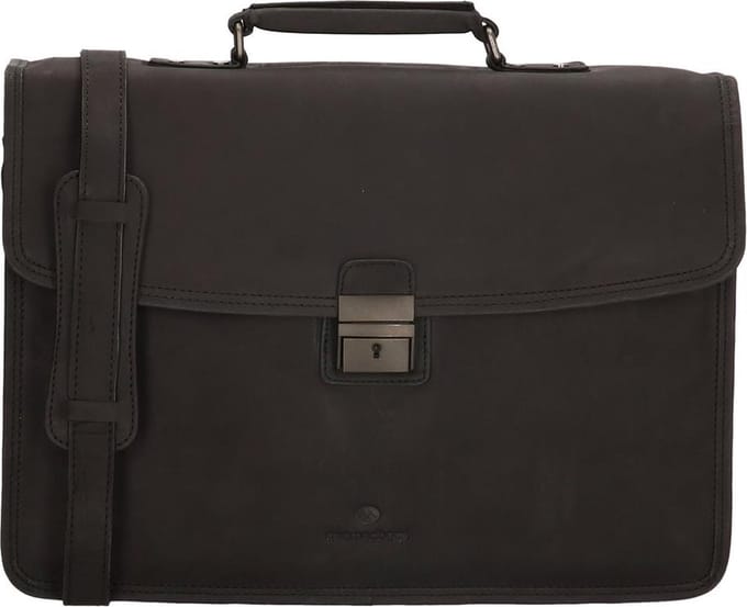 Hide & Stitches Oklahoma Laptoptas 13,3 inch (29,4x16,6 cm.) - 100% Leer - Zwart