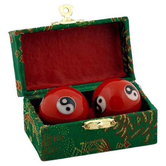 Meridiaankogels Yin Yang rood - 3.5 cm (2 stuks) - S