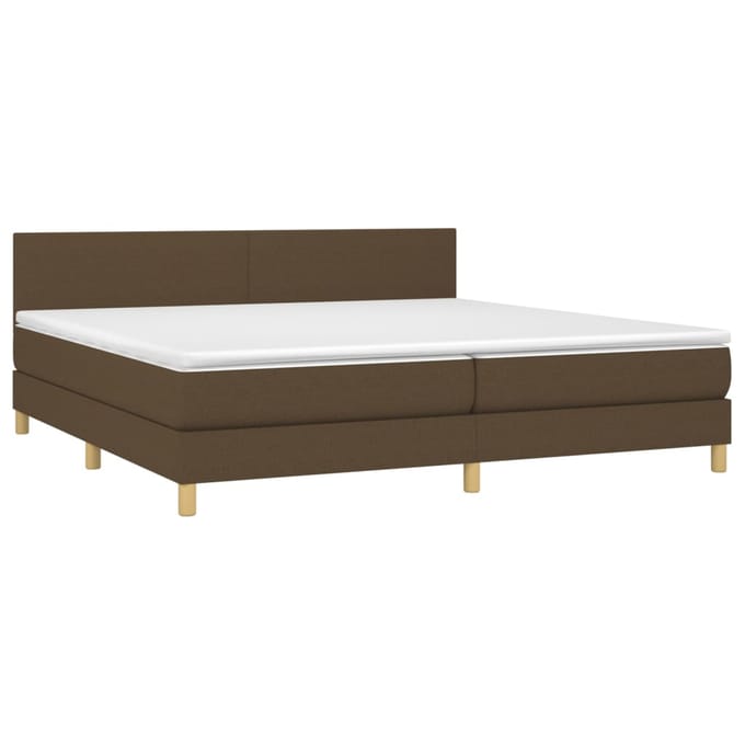 vidaXL - Boxspring - met - matras - en - LED - stof - donkerbruin - 200x200 - cm