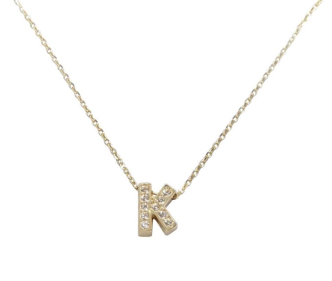 Gouden ketting met K zirkonia hanger