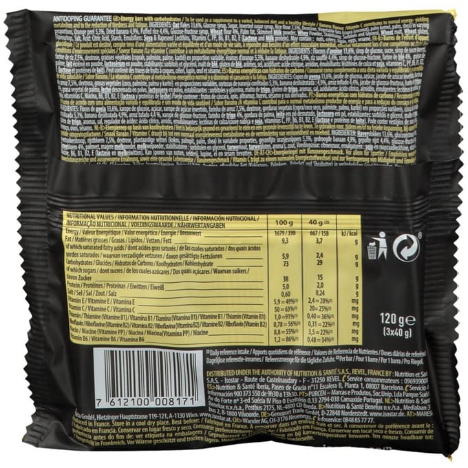 Isostar High Energy Banaan - 3 stuks Sportreep - 1 verpakking