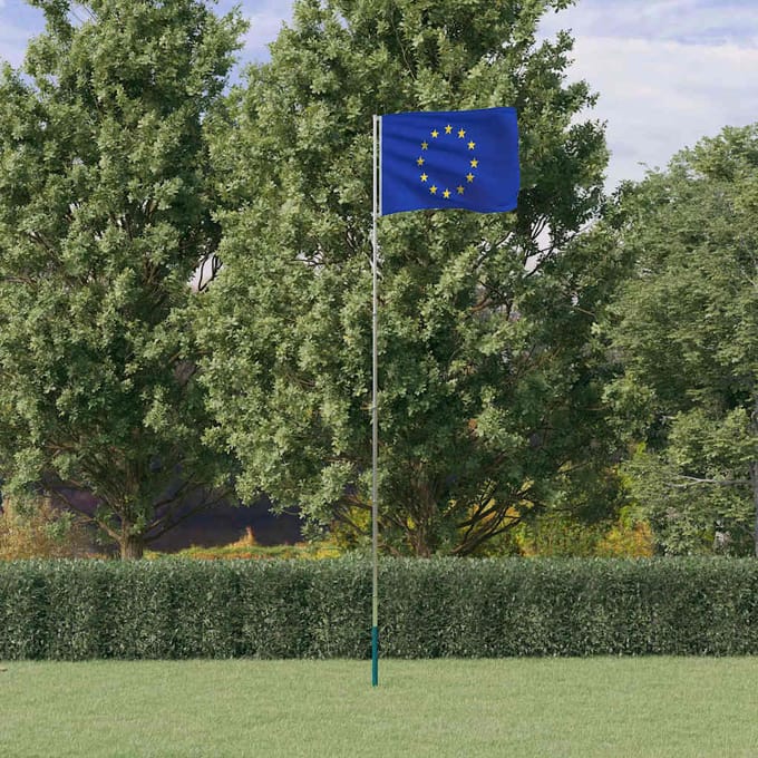 vidaXL - Vlag - met - vlaggenmast - Europa - 5,5 - m - aluminium