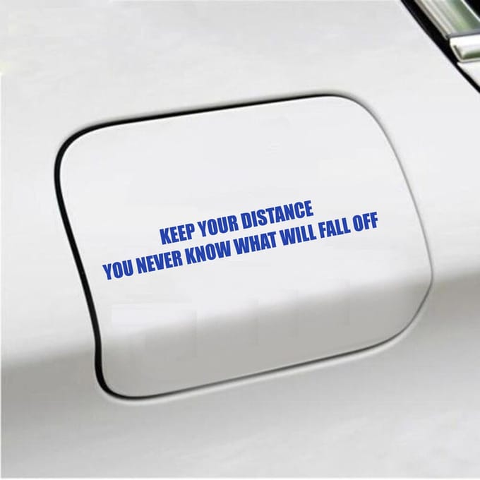 Bumpersticker - Keep Your Distance - 3,5 X 24,4 - Blauw