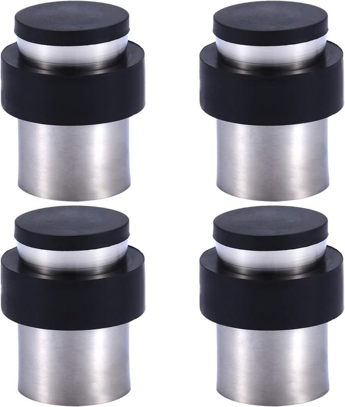 Cilindervormige Deurstopper voor Vloer en Muur, 4.5cm Roestvrij Staal met Rubber