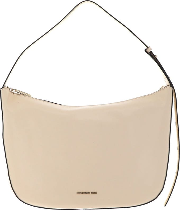 MANDARINA DUCK Leren Schoudertas Luna Hobo Macadamia Beige