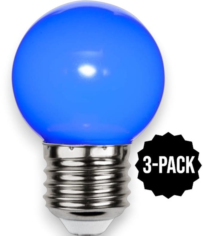 3-Pack | Prikkabel - Kogellamp - E27 - 1W - Blauw
