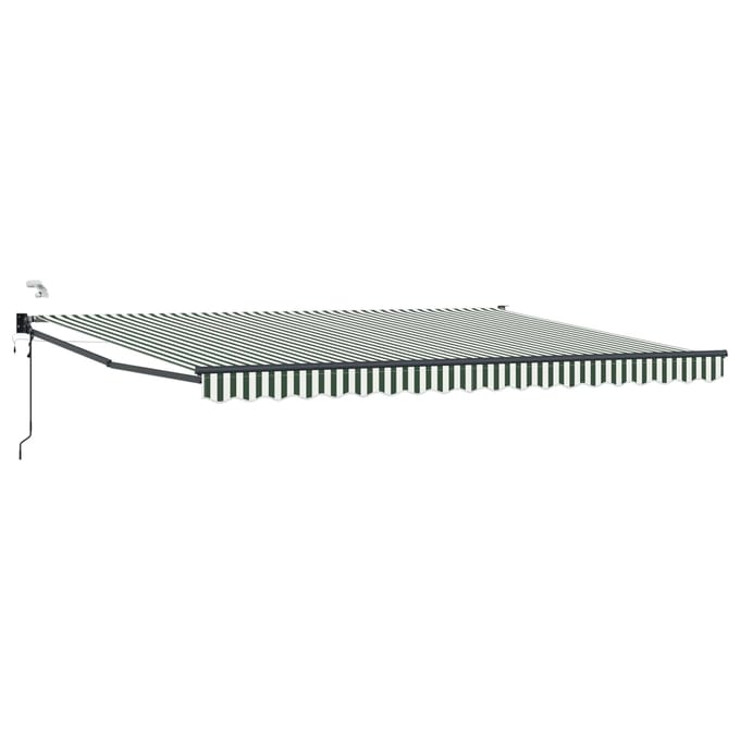 vidaXL - Elektrisch - Uitschuifbare - Zonneluifel - Groen - en - Wit - 4 - × - 3 - m