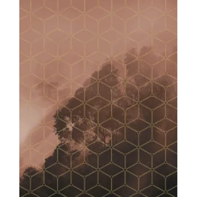 Fotobehang - Golden Grid 200x250cm - Vliesbehang