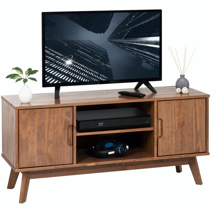 TV-lowboard TIVOLI 115 cm van massief hout - afwerking in kastanje