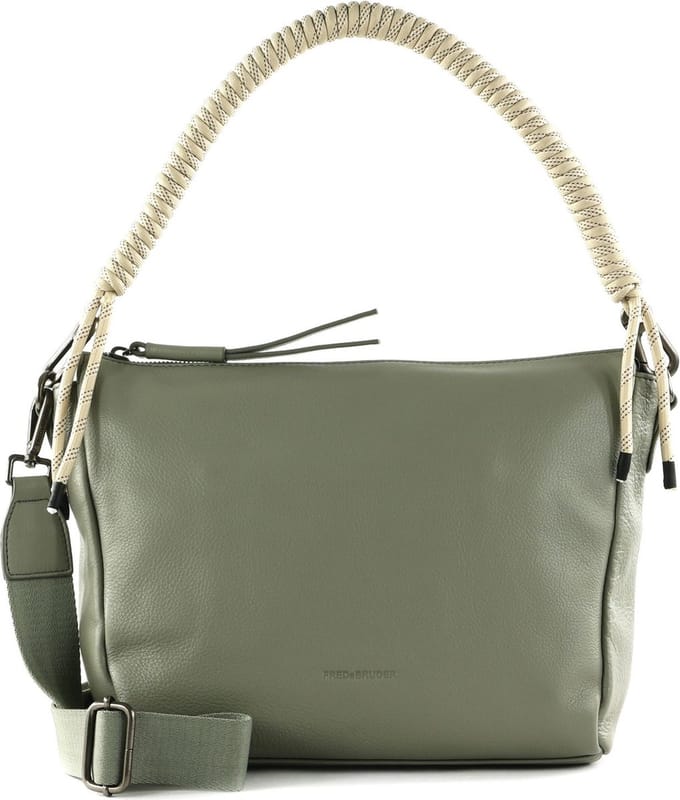 FREDsBRUDER Leren Schoudertas Nea Big Crossbag Icy Sage Grijs