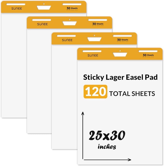 Easel blocnote 61 x 76 cm, 30 vellen per blocnote, 4-pack