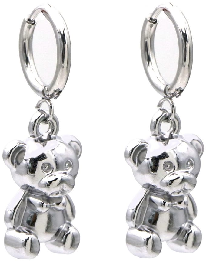Oorbellen - RVS - beer - 3,5x1,2 cm