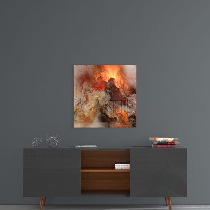 Gouden Chaos Abstract schilderij op glas
