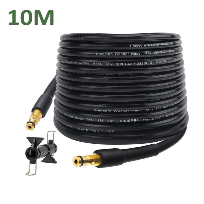 Hogedrukreiniger Slang PVC Verlengslang 10m Drie Laags Explosieveilig en Ultra 10m with Extension Connector zwart