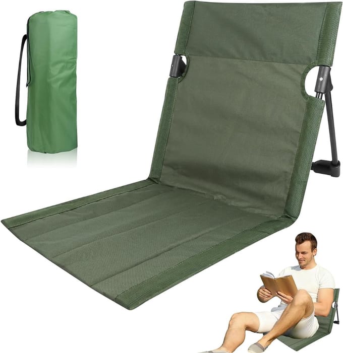 HEZIVO® Vloerstoel - Relaxstoel - Relaxfauteuil - Met Verstelbare Rugleuning - Legergroen