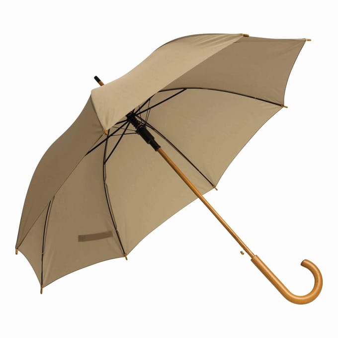 L-Merch Tango Houten Handvat Automatische Stokparaplu 89cm x beige