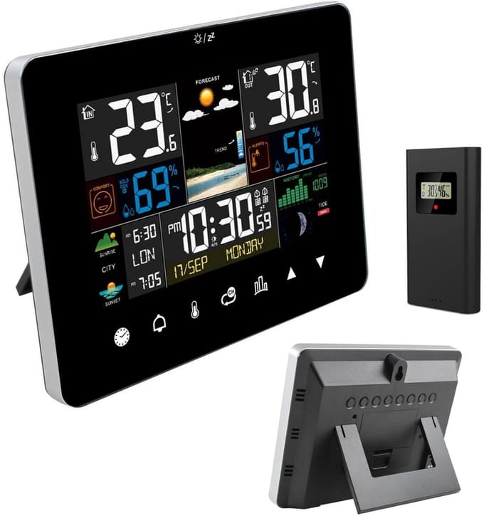 Draadloos weerstation - Buitensensor - Weer voorspellen - Draadloze verbinding - 165 x 127 cm - Zwart