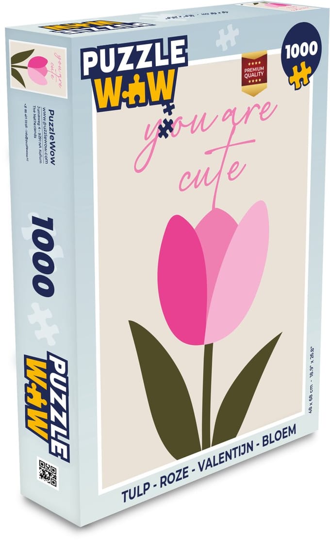Puzzel Tulp - Roze - Valentijn - Bloem - Legpuzzel - Puzzel 1000 stukjes volwassenen
