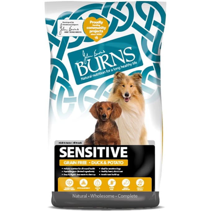 2x12kg Burns Sensitive graanvrij eend & Aardappel droogvoer voor honden