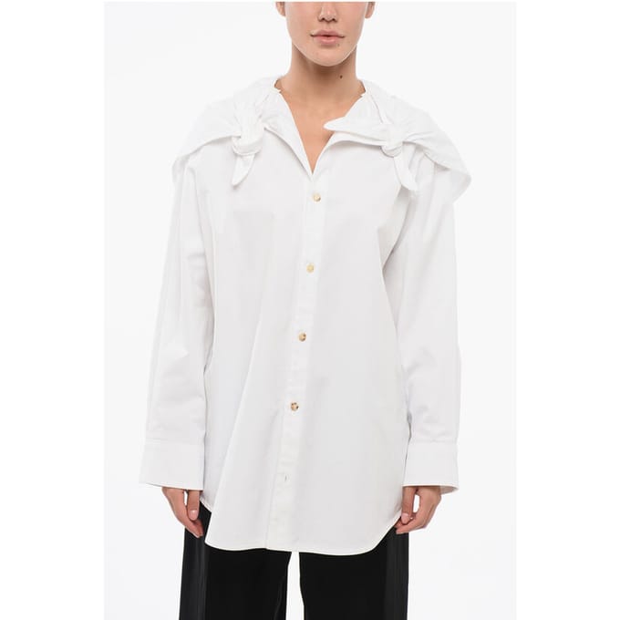 Oversized overhemd met geknoopte details in wit