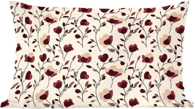Sierkussens - Kussentjes Woonkamer - 60x40 cm - Bloemen - Botanisch - Bordeaux
