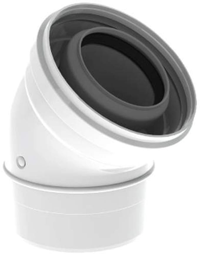 Burgerhout TwinSafe rookgasafvoerbocht Ø80/125mm 45 PP, concentrisch glad wit 400470886