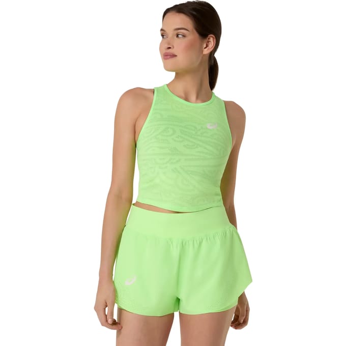 ASICS Match Jacquard Crop  Tanktop Dames-limoen