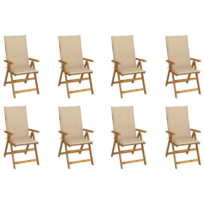 vidaXL - Inklapbare - stoelen - 8 - st - met - kussens - massief - acaciahout