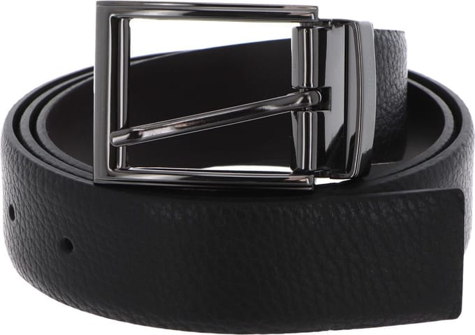 VALENTINO Leren Riem Bairone Classic Belt W110 Nero / Moro Zwart