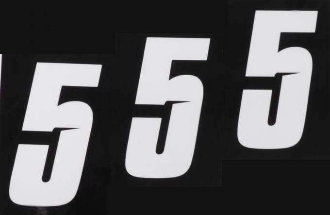 3 sticker autocollant numéro de course cinq 5 blanc Blackbird 100x50 pour motocross