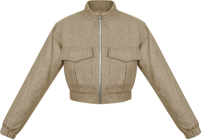 Moderne Polyester Vrouwen Korte Jas in Utility Stijl - Beige - Maat L