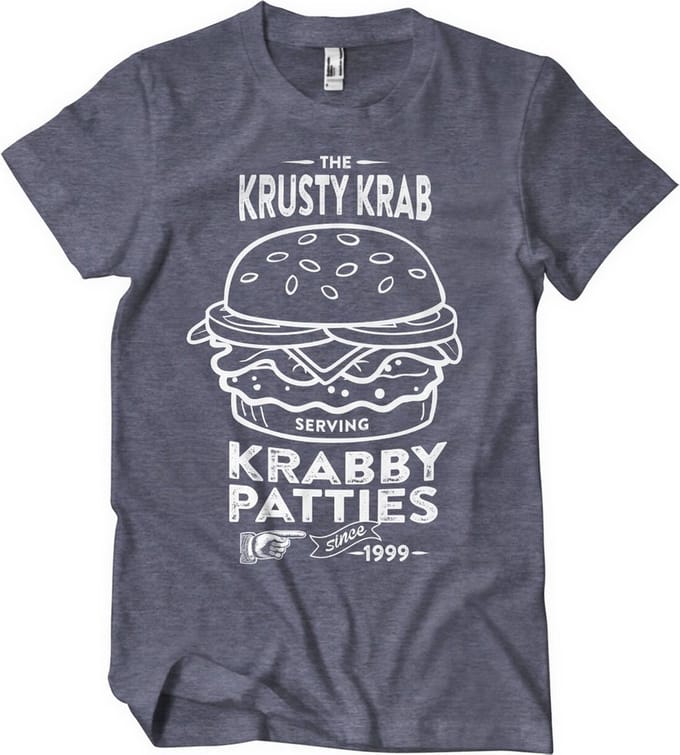 Spongebob The Krusty Krab Serving Krabby Patties T-Shirt Navy/Heather-XL