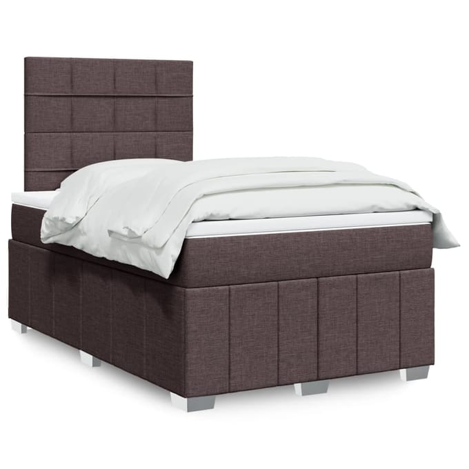 vidaXL - Boxspring - met - matras - stof - donkerbruin - 120x200 - cm