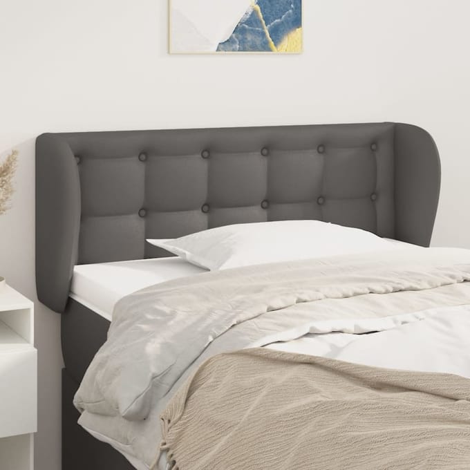 vidaXL - Hoofdbord - met - randen - 103x23x78/88 - cm - kunstleer - grijs
