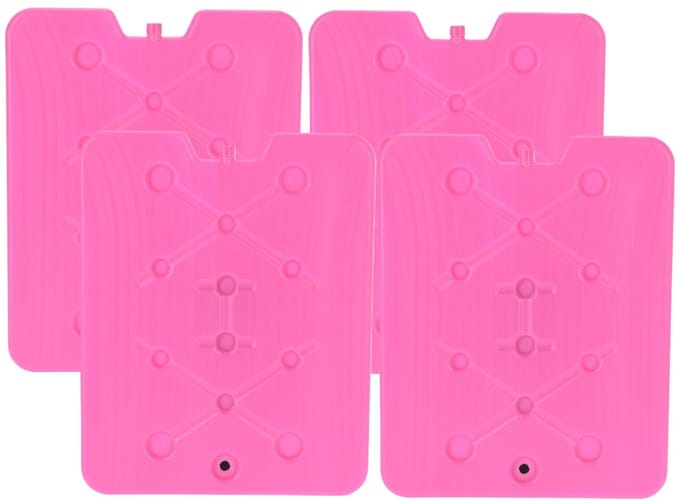 Excellent Houseware Koelelement Ice Pack - 4x - roze - plat - polyethyleen - 900 gram - 32 x 25 x 1 cm - schijf