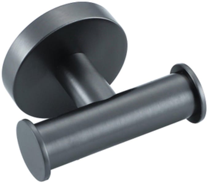 FugaFlow Handdoekhaak - rond - dubbel - Geborsteld Gunmetal PVD