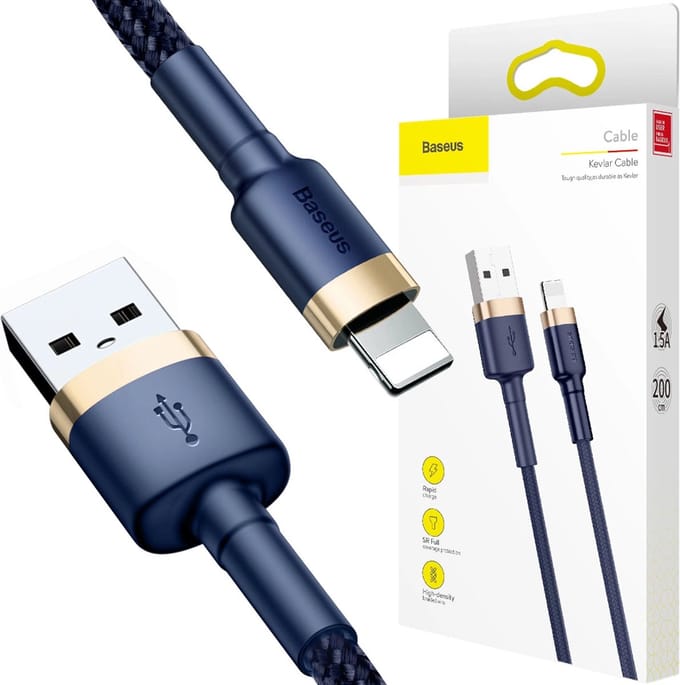 Baseus - Cafule - USB-A/Lightning 2.4A QC 3.0 kabel - 1 - m - blauw-goud
