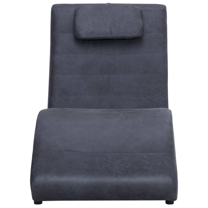 vidaXL - Chaise - longue - met - kussen - kunstsuède - grijs