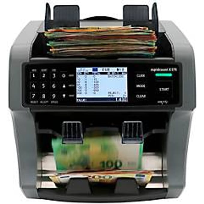 ratiotec® bankbiljettelmachine rapidcount X575, ECB-goedgekeurd, 1000 bankbiljetten/min, tellen/sorteren/authenticatie, netaansluiting/USB/printeraansluiting