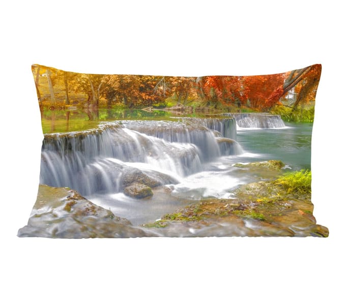 Sierkussens - Kussentjes Woonkamer - 60x40 cm - Herfst - Waterval - Natuur - Bomen